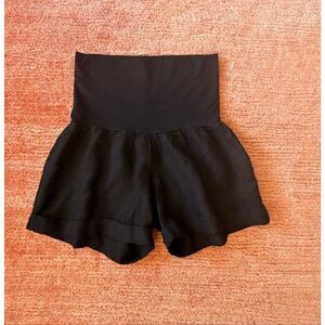 Fresh Laundry Linen Shorts XS Black High Waist Minimal made in USA